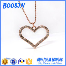 Vente en gros pendentif en or rose ornée de pendentif en coeur